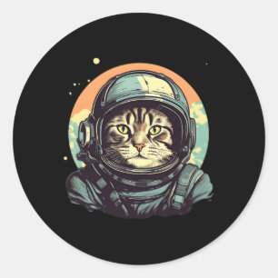 Weltraum-Explorer-Katzenastronaut Runder Aufkleber