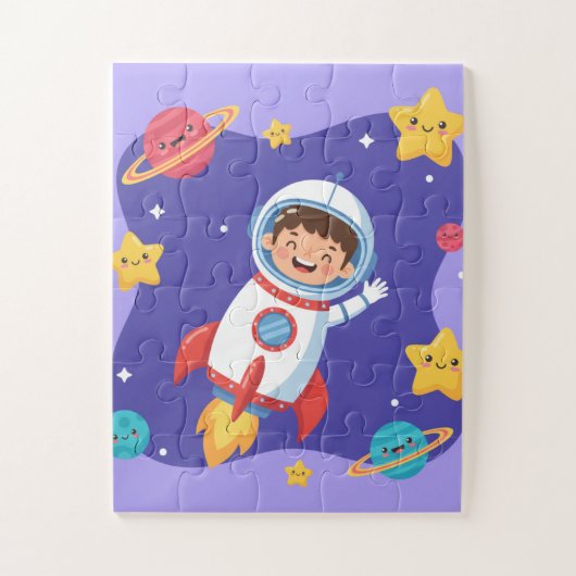 Weltraum-Explorer-Kinderpuzzle | Süßer Astronaut & Puzzle (Vertikal)