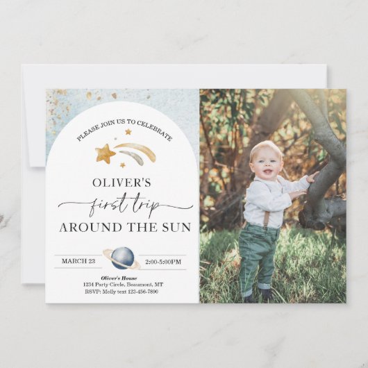 Weltraum-Foto - Einladung zum Geburtstag | Erste R (Vorderseite)