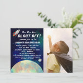 Weltraum-Foto jeder Altersgruppe Einladungen zum G (Stehend Vorderseite)