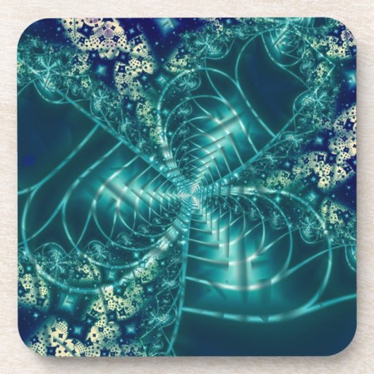 Weltraum | Fraktal in Blau und Weiß Getränkeuntersetzer (Vorderseite)