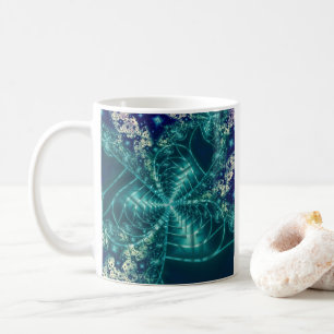 Weltraum Fraktal in Blau und Weiß Kaffeetasse
