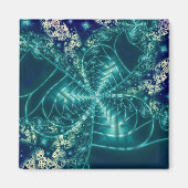 Weltraum | Fraktal in Blau und Weiß Magnet (Vorne)