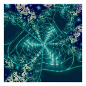 Weltraum | Fraktal in Blau und Weiß Poster (Vorderseite)