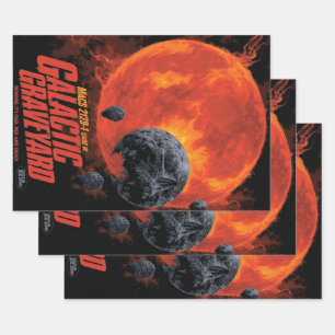 Weltraum-Friedhof-Totenkopf-Halloween-Galaxie des  Geschenkpapier Set