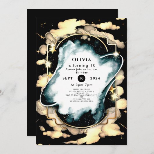 Weltraum für kosmische Farbe Einladung (Vorne/Hinten)