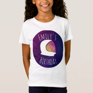 Weltraum-Galaxie-Astronaut-lila-Ombre-Geburtstagsf T-Shirt