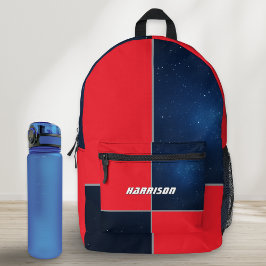 Weltraum Galaxie Geometrisch Rot Marineblau Person Bedruckter Rucksack