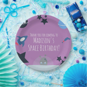 Weltraum-Geburtstag Alien Thema Blau Pappteller