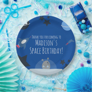 Weltraum Geburtstag Alien Thema Blaue Papier Telle Pappteller