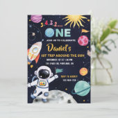 Weltraum Geburtstag Astronaut 1. Geburtstag Einladung (Stehend Vorderseite)
