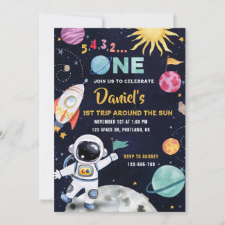 Weltraum Geburtstag Astronaut 1. Geburtstag Einladung