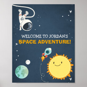 Weltraum Geburtstag Begrüßungszeichen Raketenastro Poster