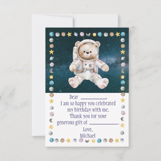 Weltraum Geburtstag Danke Karte (Vorderseite)