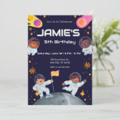 Weltraum-Geburtstag Einladung (Stehend Vorderseite)