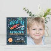 Weltraum-Geburtstag Einladung Weltraum-Party (Stehend Vorderseite)