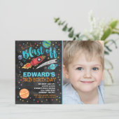 Weltraum-Geburtstag Einladung Weltraum-Party (Stehend Vorderseite)