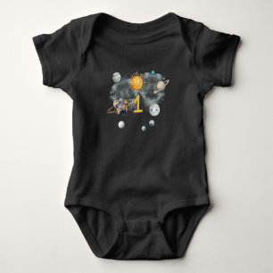 Weltraum Geburtstag Galaxy Sun Moon Sterne Planete Baby Strampler