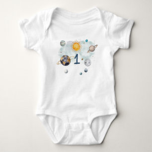 Weltraum Geburtstag Galaxy Sun Moon Sterne Planete Baby Strampler