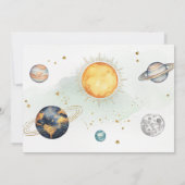 Weltraum Geburtstag Galaxy Sun Moon Sterne Planete Einladung (Rückseite)