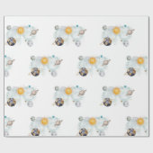 Weltraum Geburtstag Galaxy Sun Moon Sterne Planete Geschenkpapier (Flach)