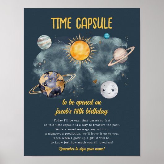 Weltraum Geburtstag Galaxy Sun Moon Sterne Planete Poster (Vorne)