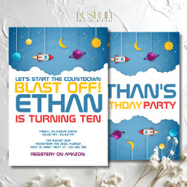 Weltraum Geburtstag kosmisches Galaxie-Party Einladung