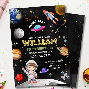 Weltraum-Geburtstagseinladung Astronaut-Geburtstag Einladung