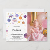 Weltraum Geburtstagseinladung mit Foto Einladung (Vorderseite)