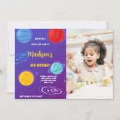 Weltraum Geburtstagseinladung mit Foto Einladung (Vorderseite)