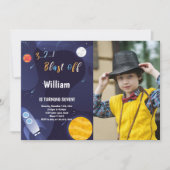 Weltraum Geburtstagseinladung mit Foto Einladung (Vorderseite)