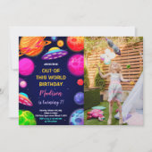 Weltraum Geburtstagseinladungen mit Foto Einladung (Vorderseite)