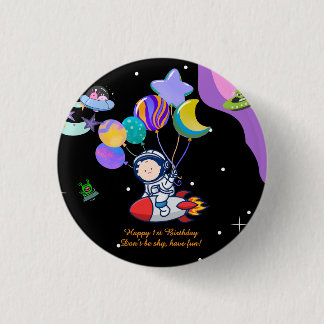 Weltraum-Geburtstagsfeier | Galaxie-Themen-Dekorat Button