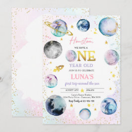 Weltraum Geburtstagskind Rosa Erster Rundgang durc Einladung