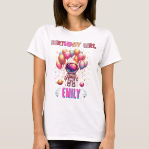 Weltraum Geburtstagsmädchen-Crew T-Shirt
