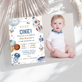 Weltraum Geburtstagsparty 1. Fahrt um die Sonne Einladung