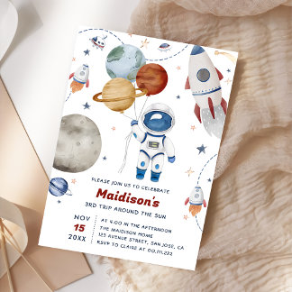 Weltraum Geburtstagsparty 3. Fahrt um die Sonne Einladung