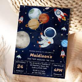 Weltraum Geburtstagsparty 3. Fahrt um die Sonne Einladung