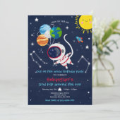 Weltraum Geburtstagsparty aus dieser Welt Einladung (Stehend Vorderseite)