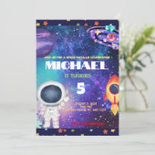 Weltraum-Geburtstagsparty Einladung (Stehend Vorderseite)