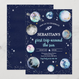 Weltraum Geburtstagsparty Erster Ausflug um die So Einladung