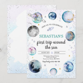 Weltraum Geburtstagsparty Erster Ausflug um die So Einladung