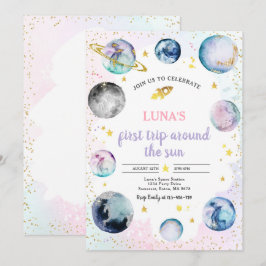 Weltraum Geburtstagsparty Erster Ausflug um die So Einladung