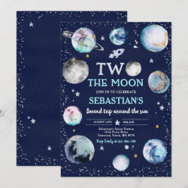 Weltraum Geburtstagsparty Two The Moon Boy 2. Gebu Einladung