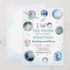 Weltraum Geburtstagsparty Two The Moon Boy 2. Gebu Einladung