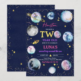 Weltraum Geburtstagsparty zweite Reise um die Sonn Einladung