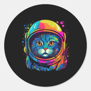 Weltraum Geschenke Katzenkatze Mama Kat Vater Männ Runder Aufkleber