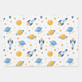 Weltraum Geschenkpapier Flachblatt Set mit 3 Bogen (Vorderseite 3)