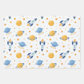 Weltraum Geschenkpapier Flachblatt Set mit 3 Bogen (Vorderseite 2)