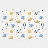 Weltraum Geschenkpapier Flachblatt Set mit 3 Bogen (Vorderseite)